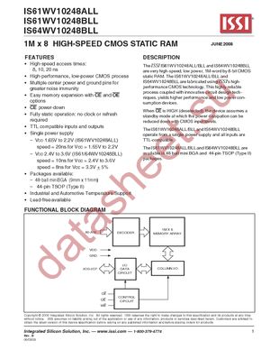 IS64WV10248BLL-10CTLA3-TR datasheet  